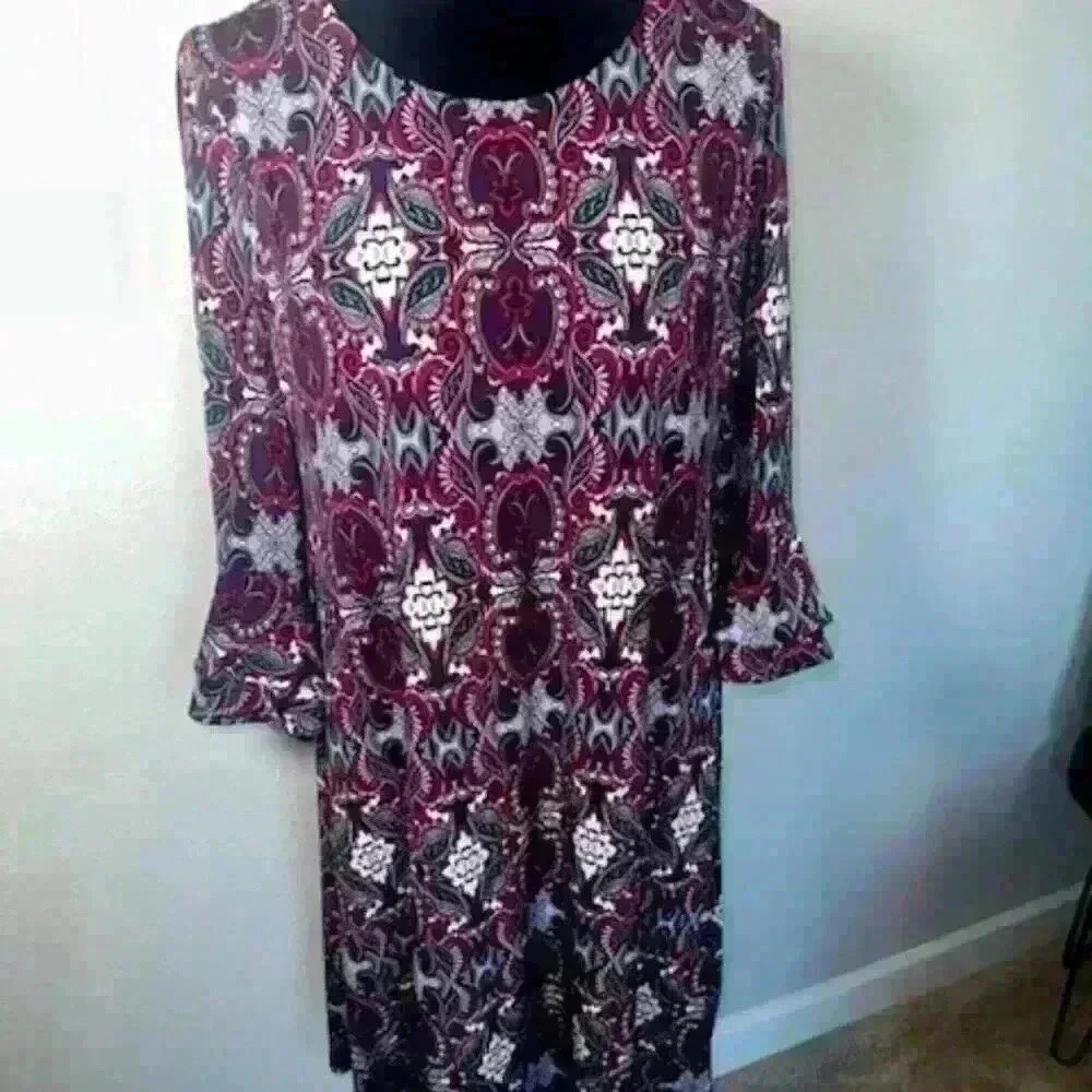 Chicos' Paisley 3/4 Sleeve Midi Sheath Dress - Picture 1 of 5